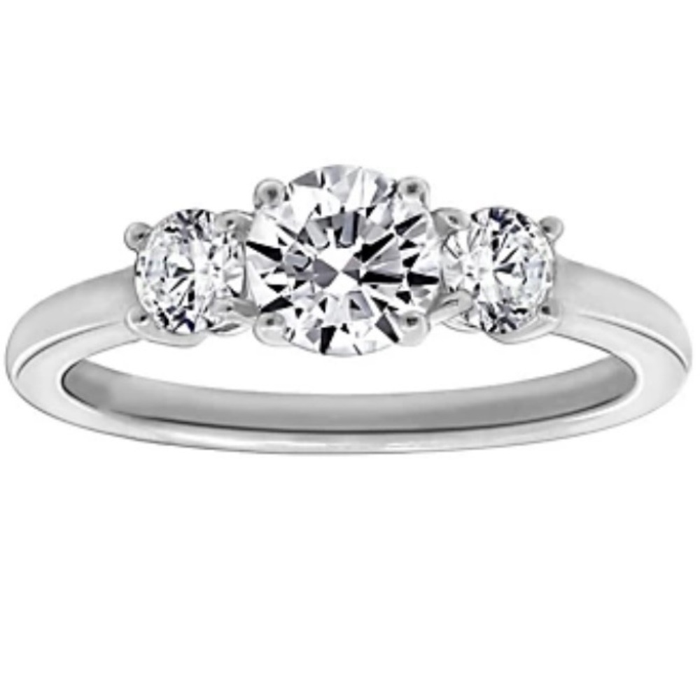 Diamonique 1.50 cttw 3-Stone Ring, Platinum Clad Ring Size 6